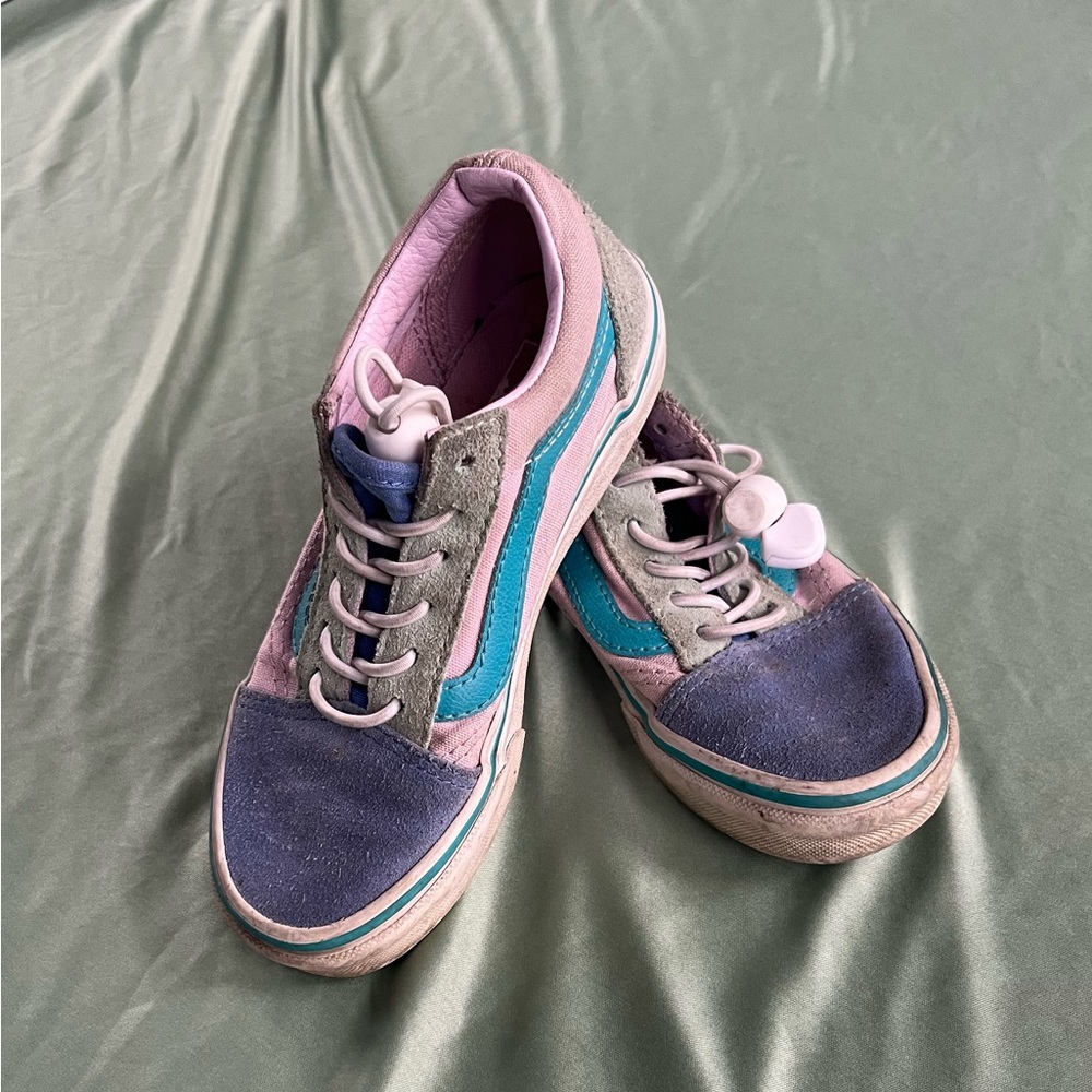 Vans with Blue and Pink Accents